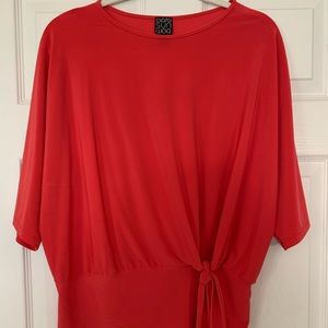 Coral/red blouse from Clara Sun Woo
